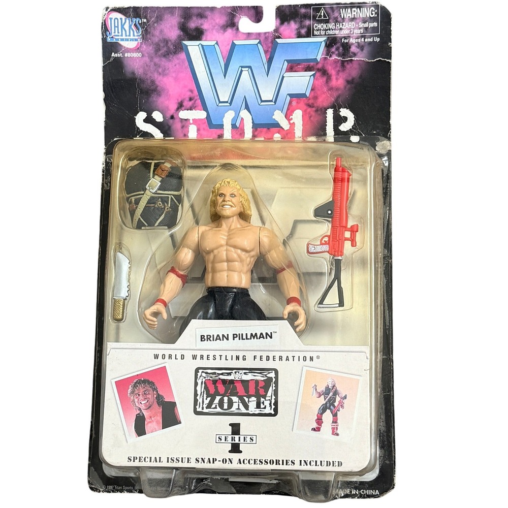 Jakks WWF STOMP Brian Pillman Action Figure War Zone Series 1 Vintage 1997 Toy